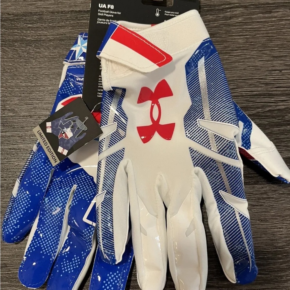 Under Armour UA F8 Limited Edition TEXAS Football Gloves GlueGrip Men’s SZ Med